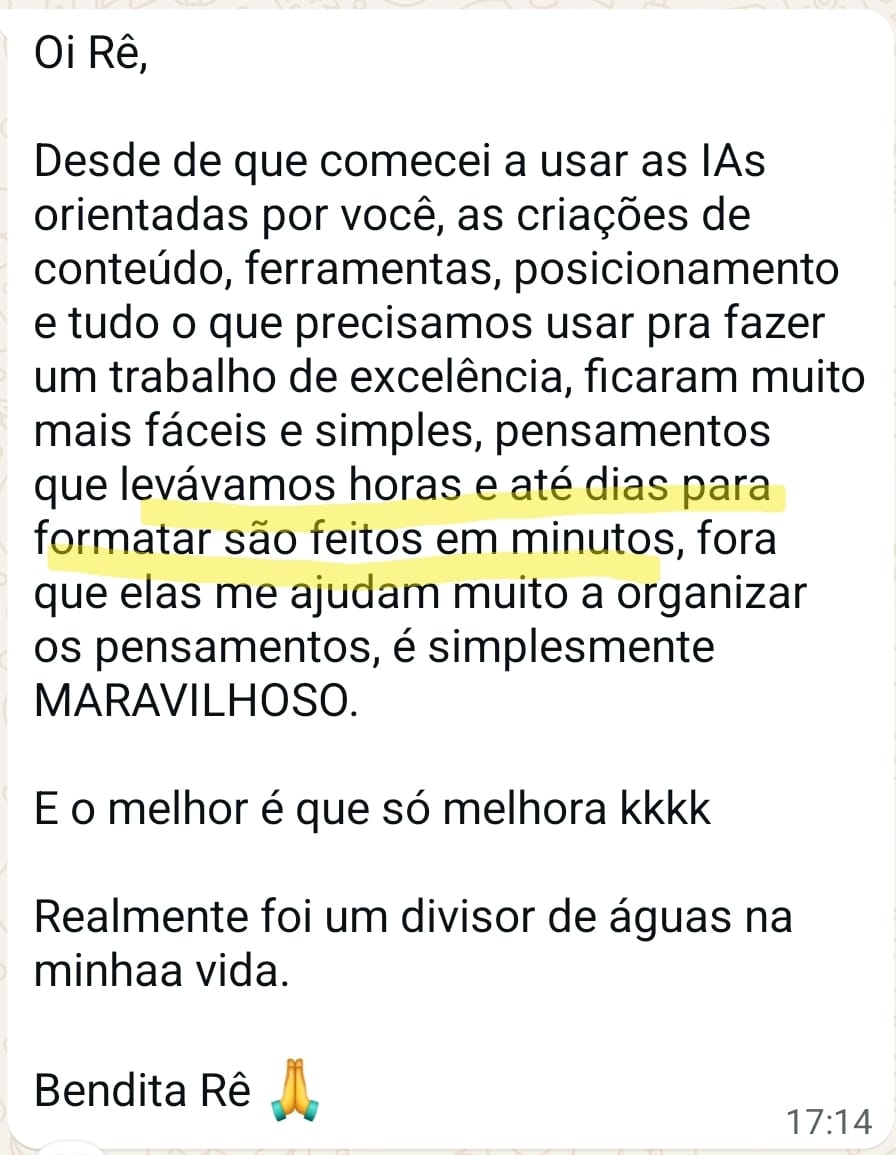 Depoimento de aluna do ecossistema