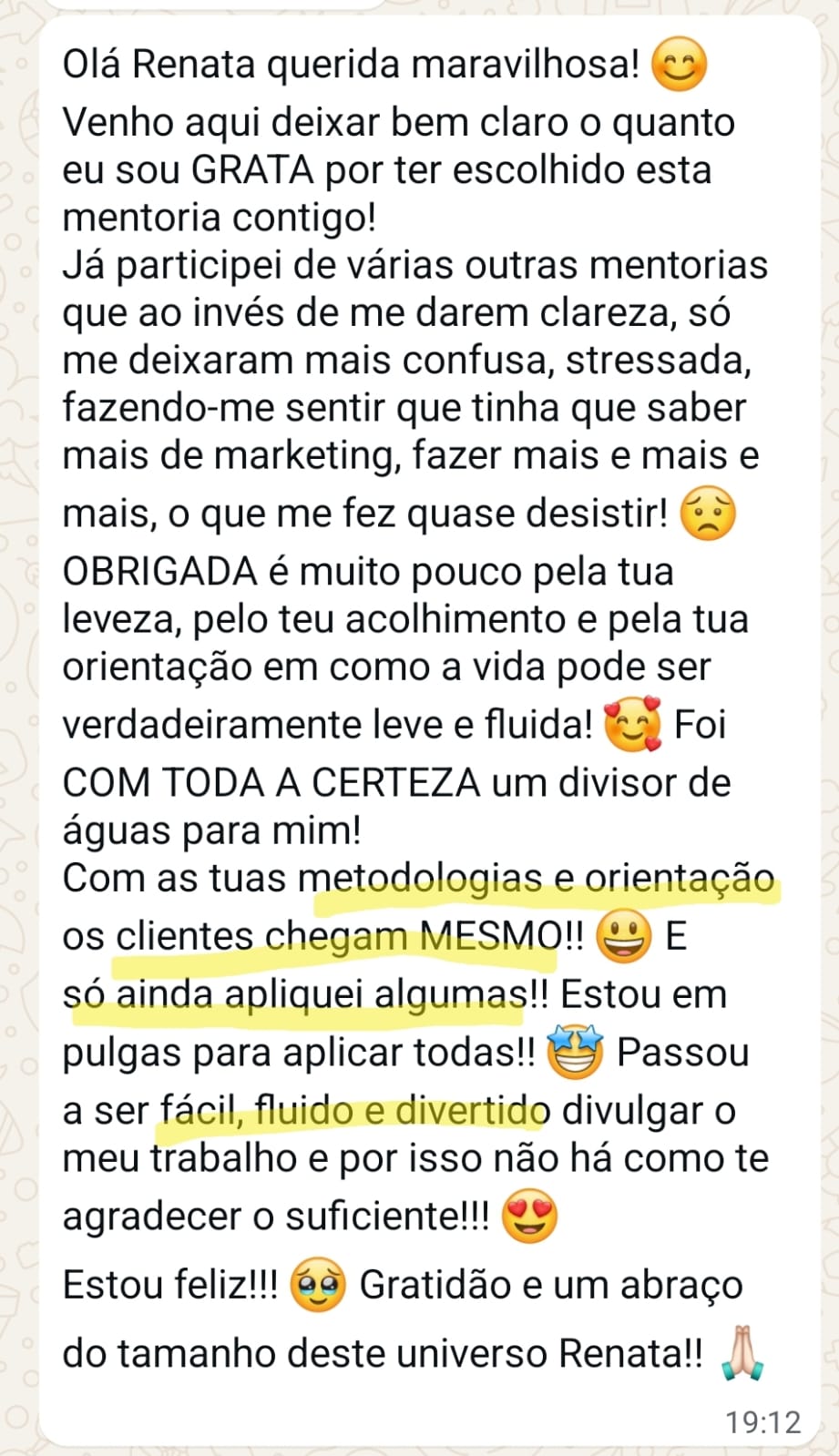 Depoimento de aluna do ecossistema