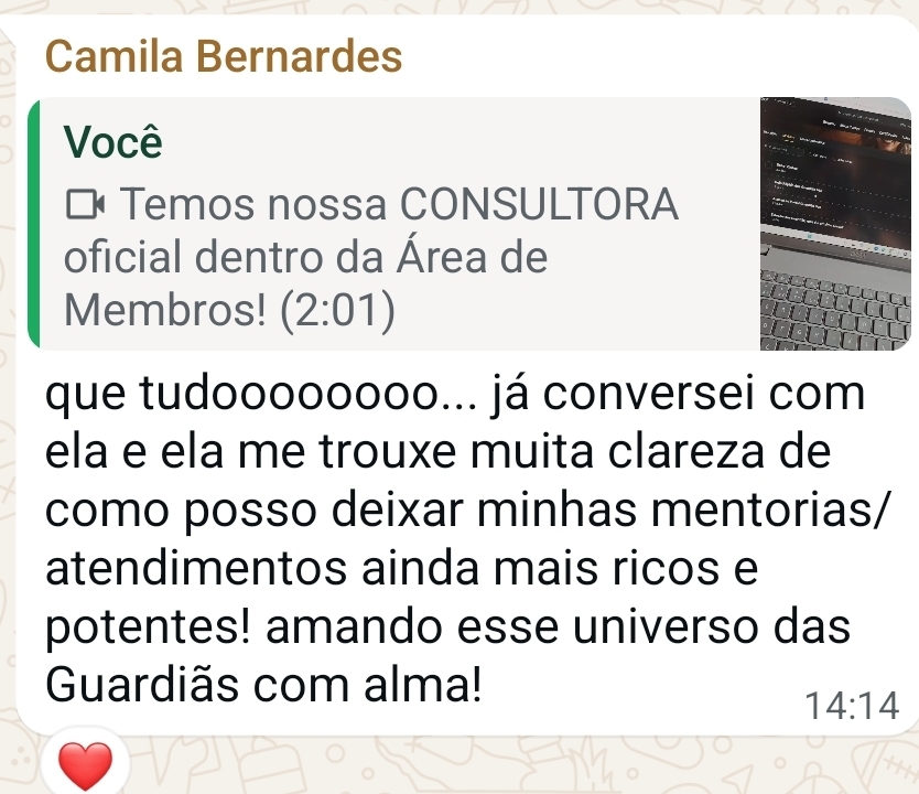 Depoimento de aluna do ecossistema